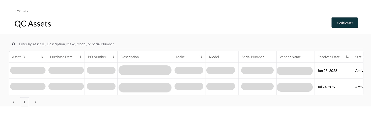 Assets & Equipment Dashboard Preview